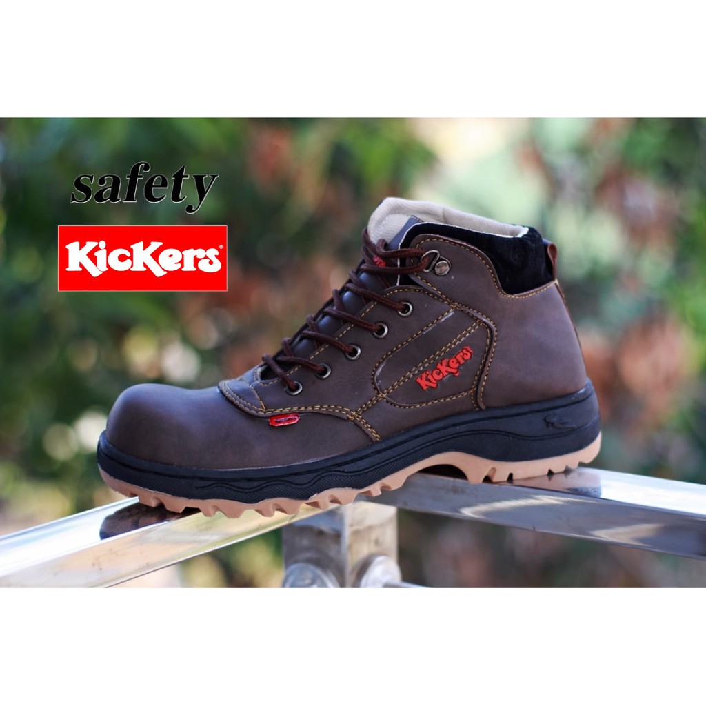 Sepatu Boots Pria Kulit Asli Kickers Original Safety Ujung