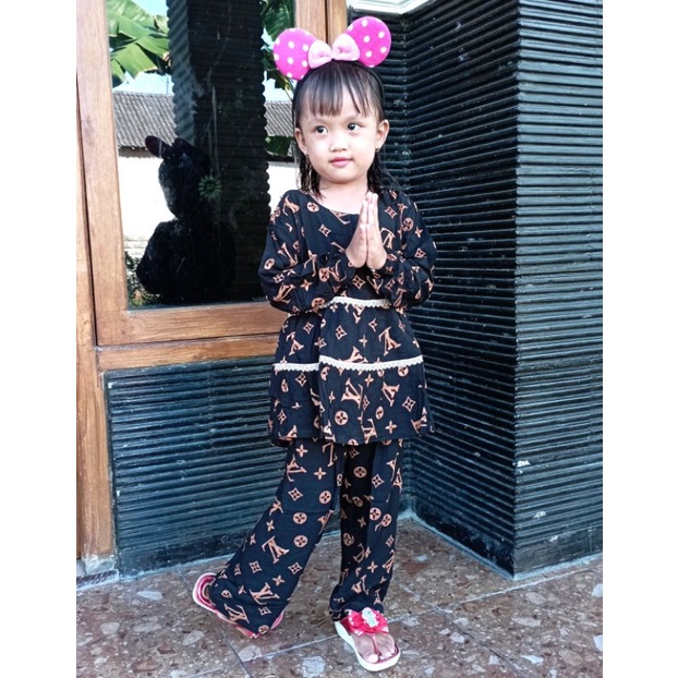 setelan renda anak allsize 5th motif lv setelan celana anak perempuan