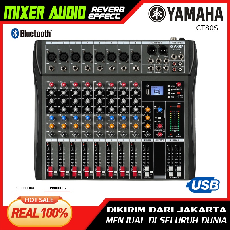 CT80S 8-channel mixer profesional mendukung PC/USB/MP3/Bluetooth playback KTV bar party recording studio band recording dan performance stereo 6-channel mixer Produk baru