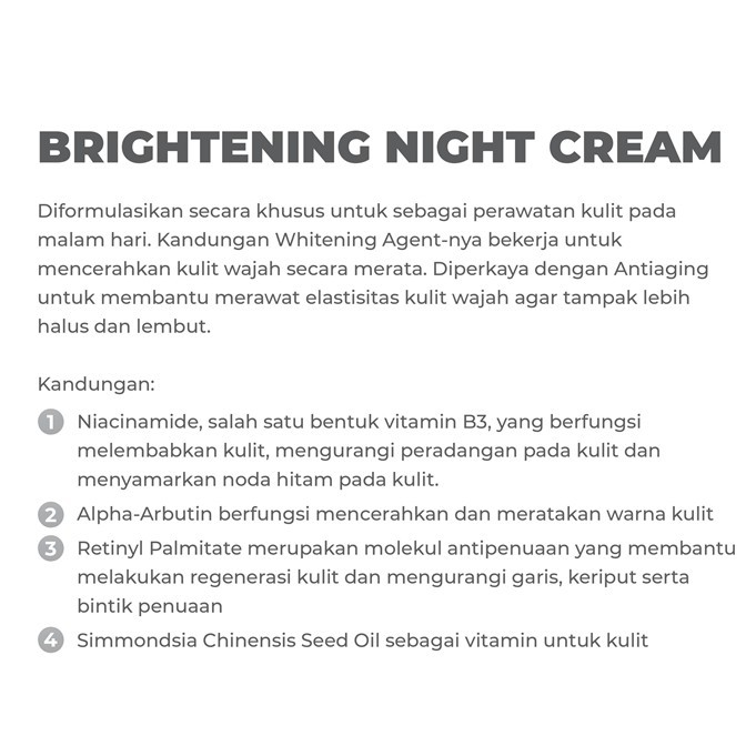 Brightening Night Cream Indonesia Skincare by Dokter Oky Ukuran 10 gr