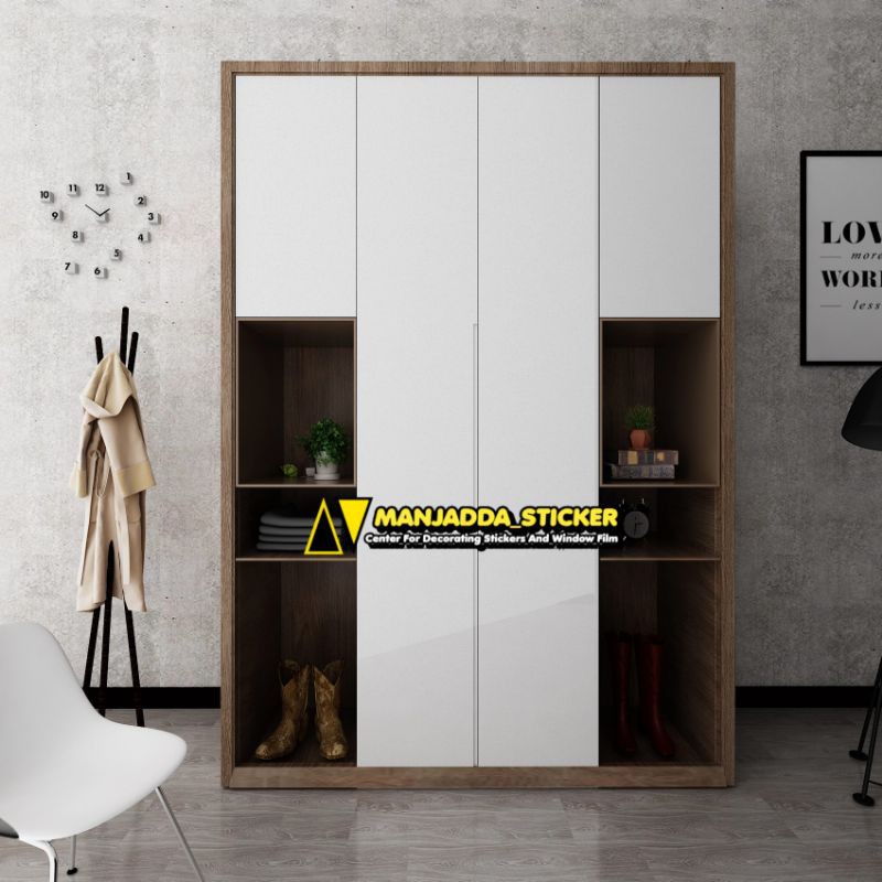 Stiker putih untuk lemari furniture kitchenset tahan air anti minyak