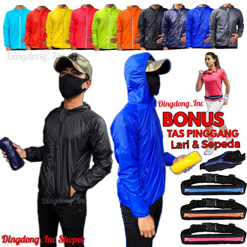 JAKET ANTI UV RUNNING SAUNA PRIA WANITA SEPEDA LARI JACKET PACKABLE WATERPROOF ULTRALIGHT HIKING