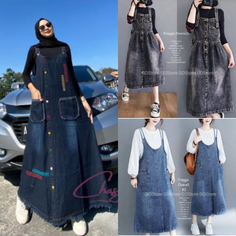 OVERALL JEANS WANITA TERBARU KANCING SAMPING AKTIF  | BAJU KODOK OVERAL WANITA KEKINIAN