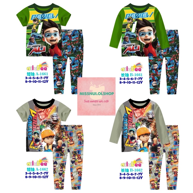 [READY] Piyama Baju Tidur Anak Laki Laki Import Ailubee A B 1661,1662 Ejen Ali Boboiboy