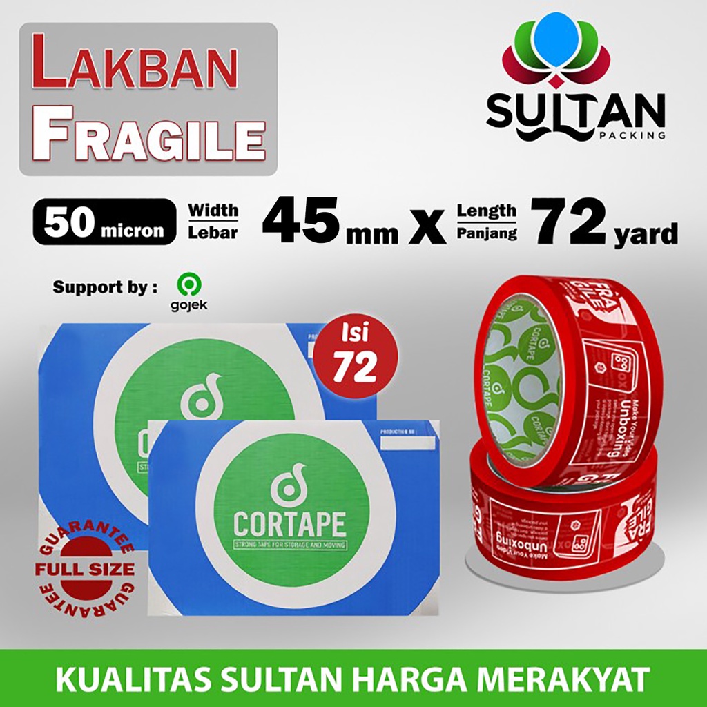 

Lakban FRAGILE UNBOXING 45mm x 72yard JANGAN DIBANTING HANDLE WITH CARE UNBOXING OJOL/DUS