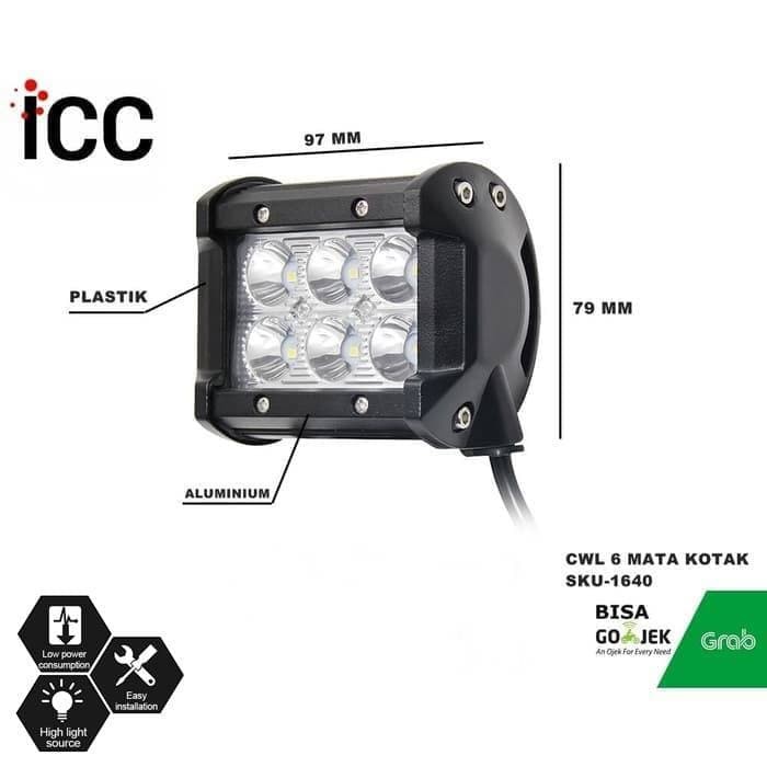 LAMPU TEMBAK 6 MATA KOTAK | Lampu sorot 6 mata kotak waterproof T1640