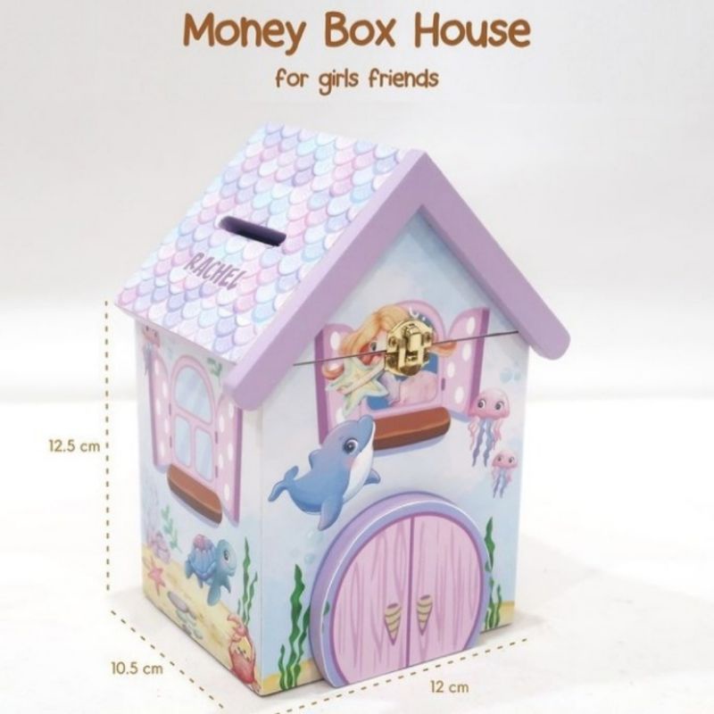 Jual Money Box House Celengan Rumah Kayu Saving Box Custom Shopee