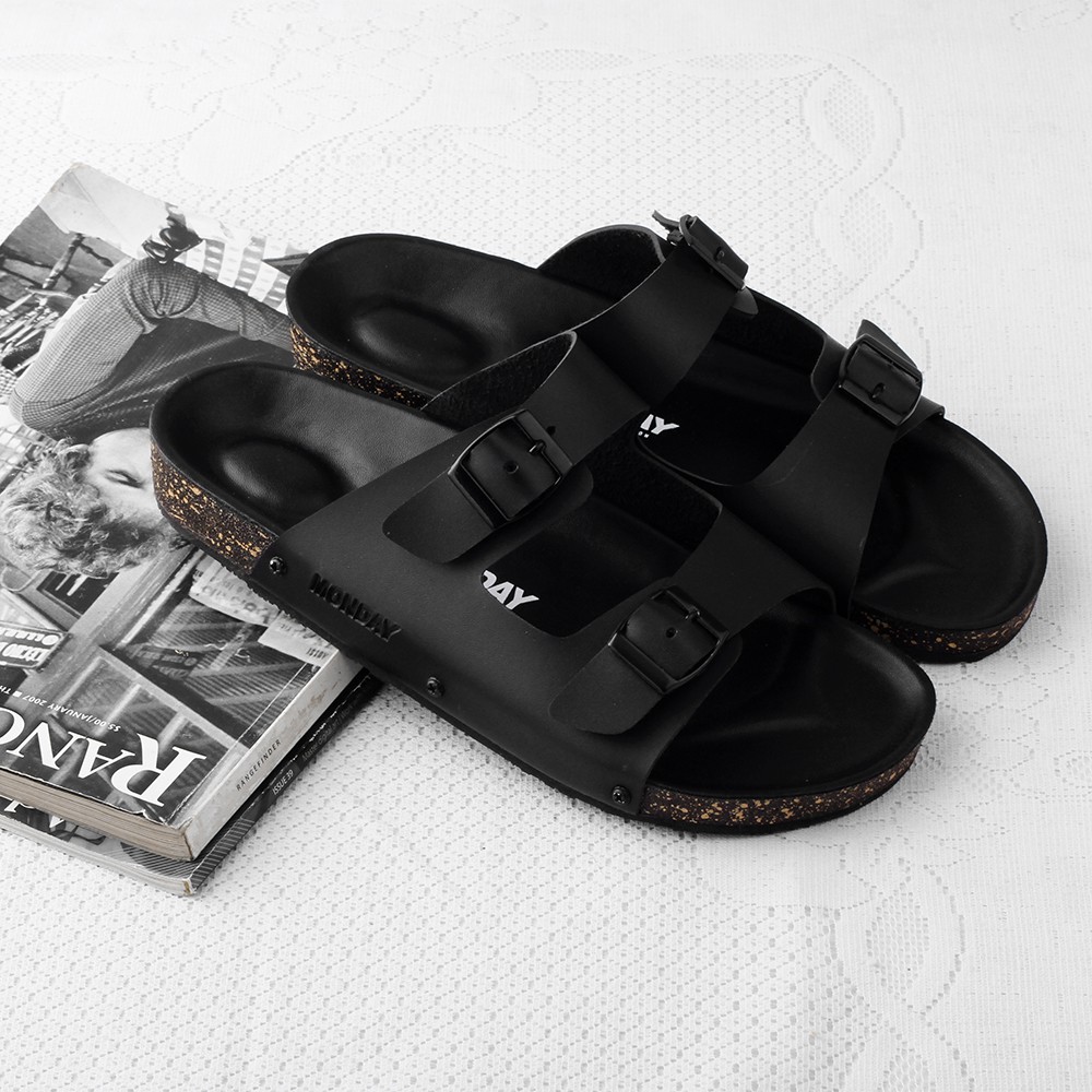 YUNO FULL BLACK |ManNeedMe x Monday| Sandal Casual Pria Outdoor ORI