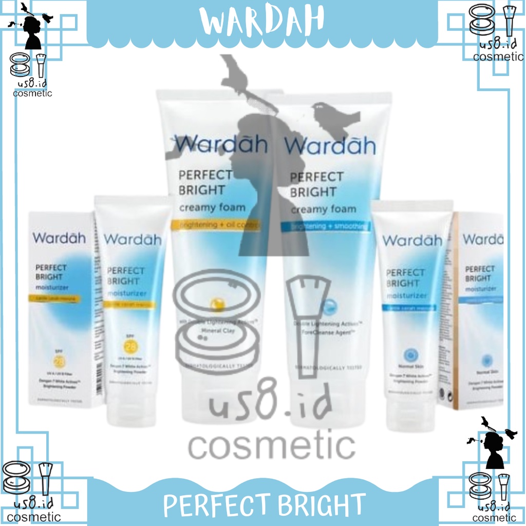 WARDAH Perfect Bright Series | Creamy Foam Moisturizer Tone Up Peel Off Powder Micellar BB