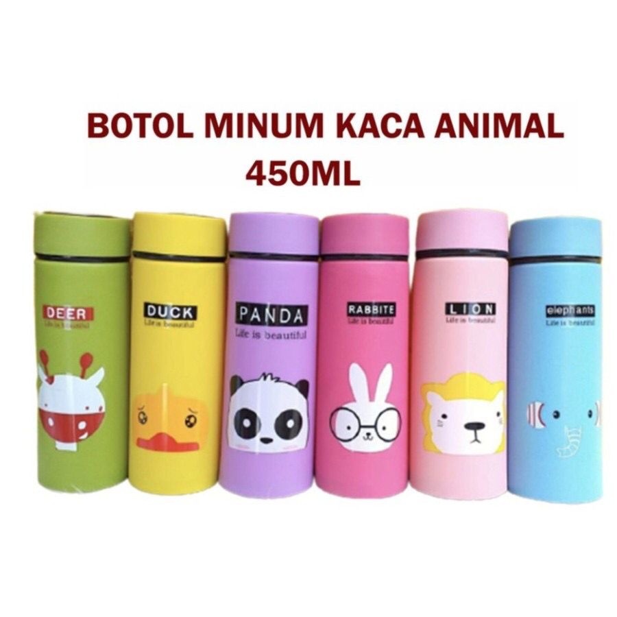 Botol Minum Kaca Animal Souvenir Murah Tumbler Botol Minum Portable