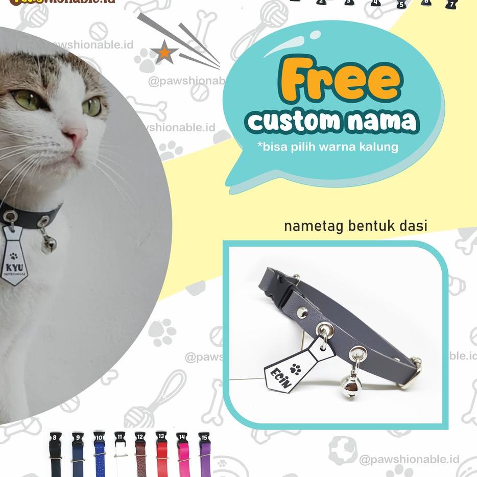Koleksi Terbaru.. K29 - Kalung Nama Anjing Kucing Free Custom Nama Bentuk Dasi Murah