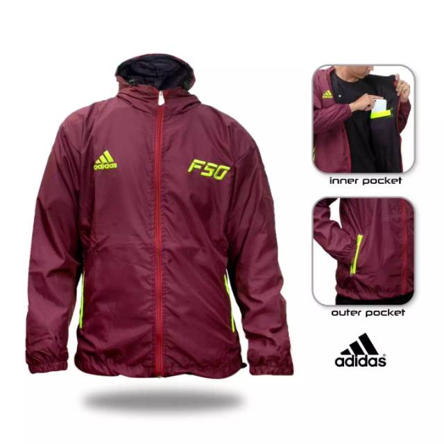 Hoodie sweater olahraga Adidas F50 | jaket olahraga | jaket running. | Jaket parasut