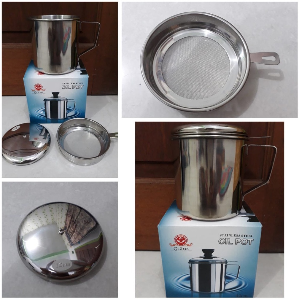 OIL POT GLANZ Saringan Minyak Stainless Steel Tebal 1200ML