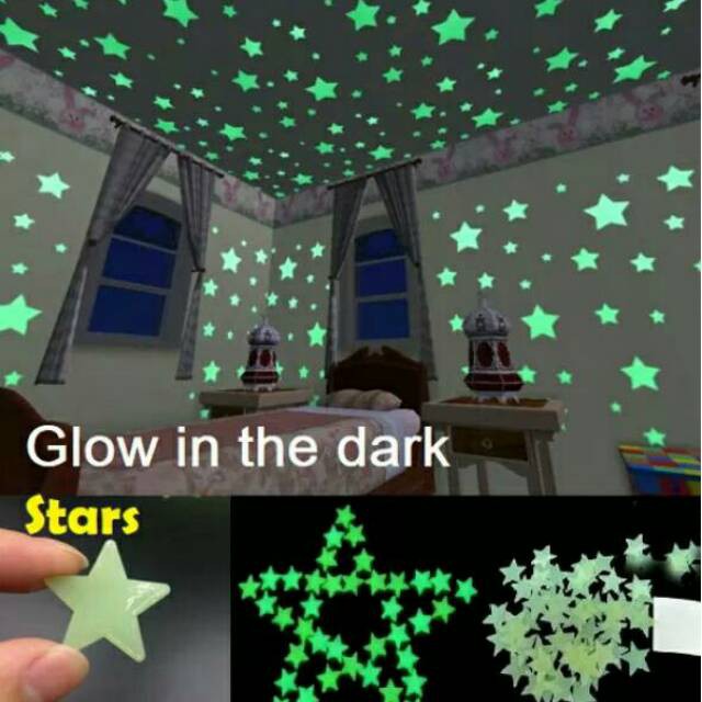 (120 PCS) Sticker Glow In The Dark STAR / Stiker Dinding Kreatif / Stiker Glow in The Dark