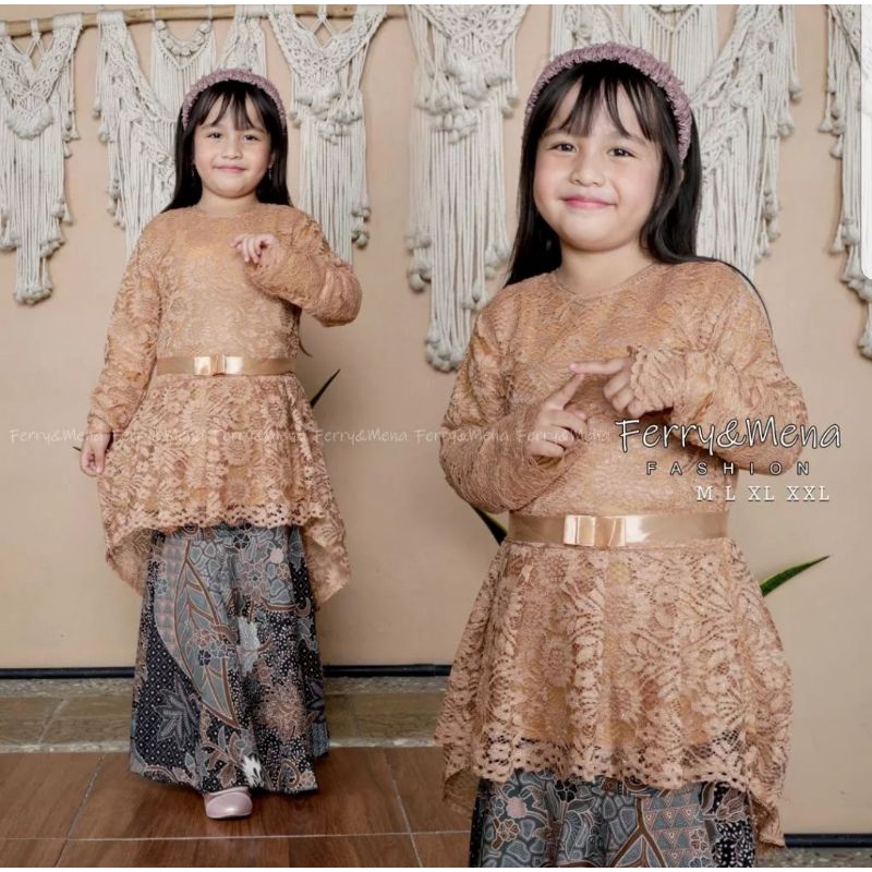 One Set Tunik Brukat Aurora pita Anak//Set Tunik Anak modern//kebaya anak terbaru//seragam anak/kebaya pesta anak/baju kebaya/pakaian tradisional anak