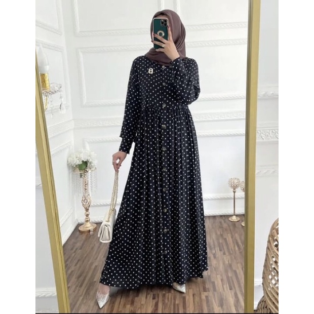 PGMT - TERMURAH SABRINA POLKA DRESS GAMIS RAYON VISCOSE-4