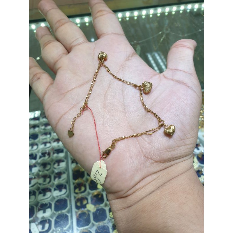 gelang jedar emas 375 dua layer mainan love