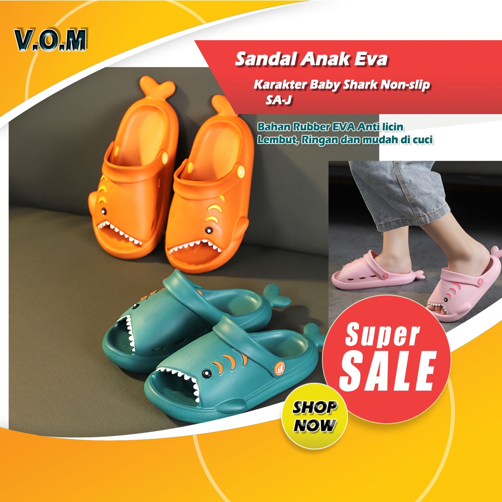 SA-J Sendal / Sandal Anak Eva Lembut Karakter Baby Shark Non-slip 0797