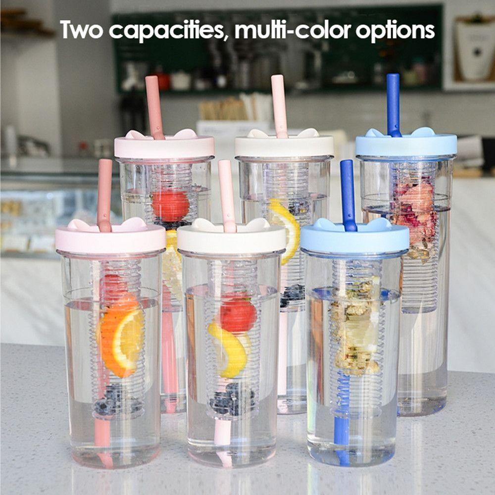 SOLIGHTER 670/800ML Straw Cup Cute Transparent Outdoor Cups Filter