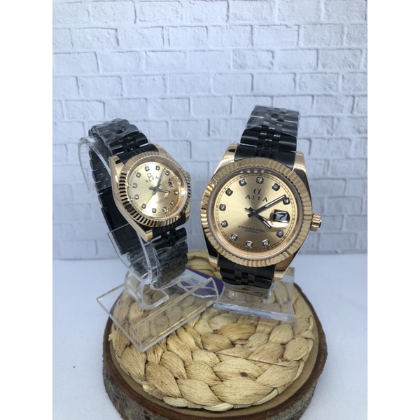 JAM TANGAN WANITA PRIA COUPLE ALFA 99105L ORIGINAL BERAGARANSI