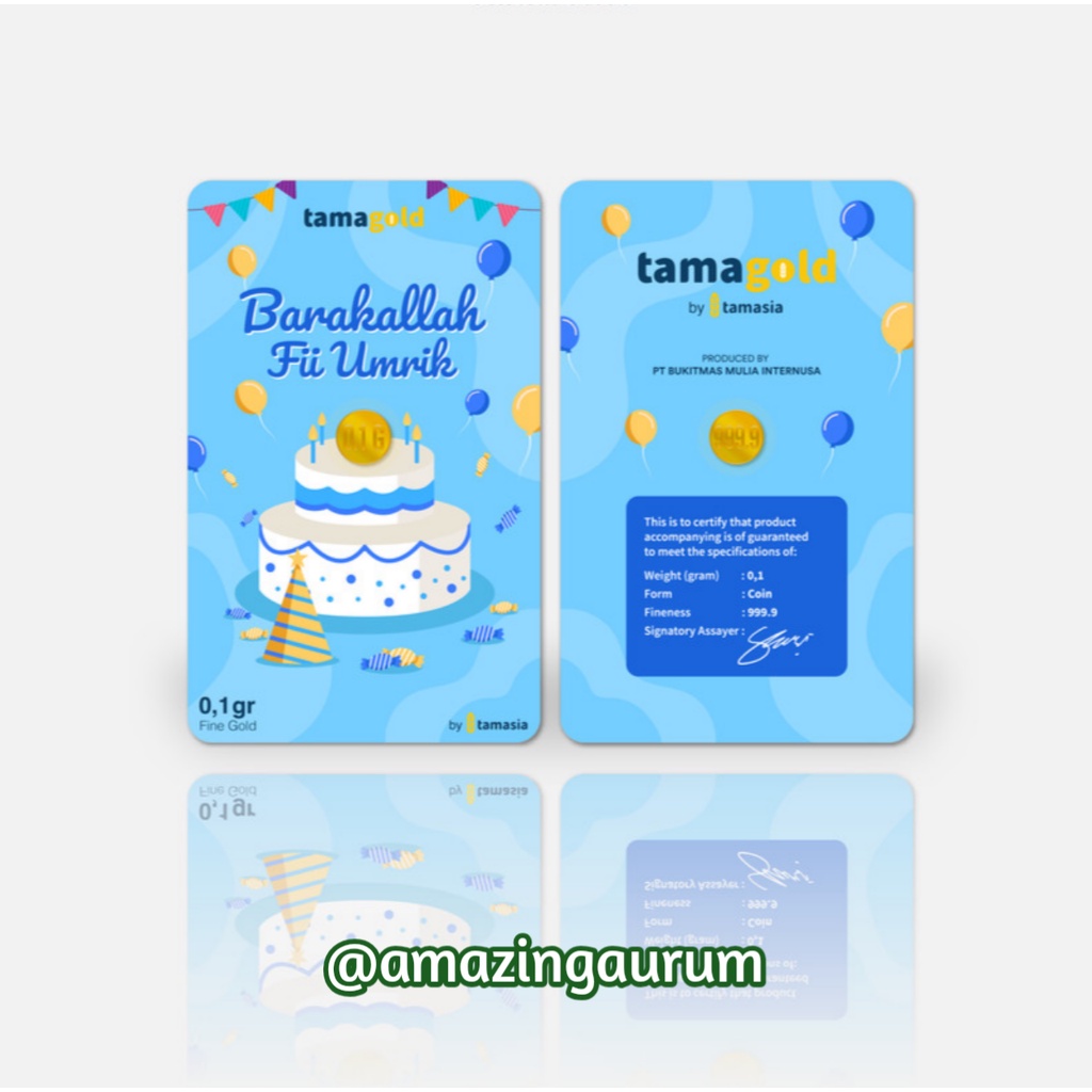 Emas Logam Mulia Tamagold Tamasia Happy Birthday Happy Milad Barakallah Fii Umrik 0,1 gram I 0.1 gra