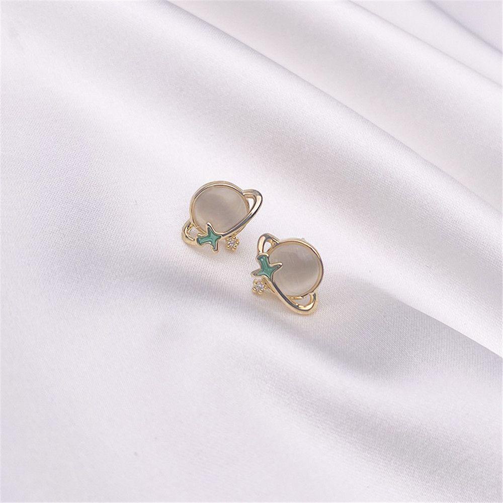 Lily Ear Nail Hadiah Elegan Opal Kelopak Tembaga Zirkon Menjuntai Anting