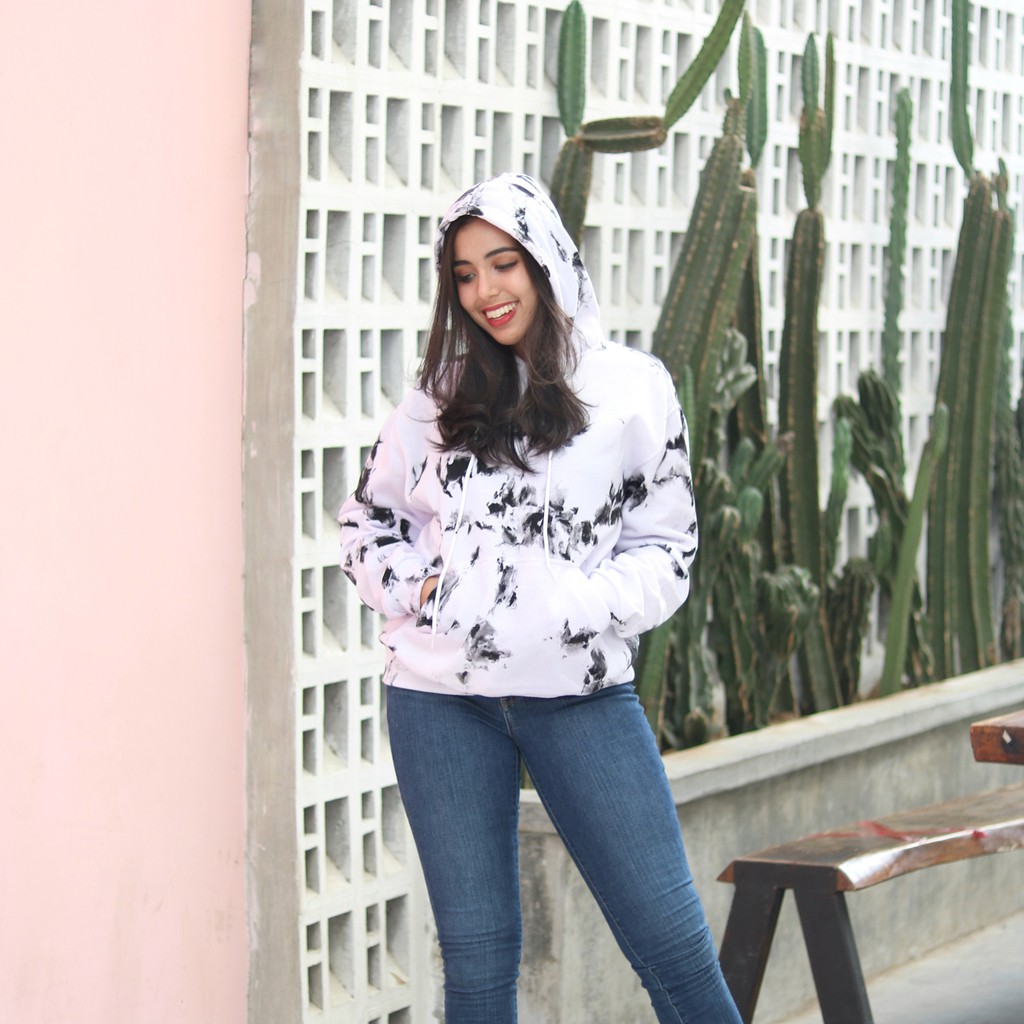 Hoodie Tie Dye Black Hitam