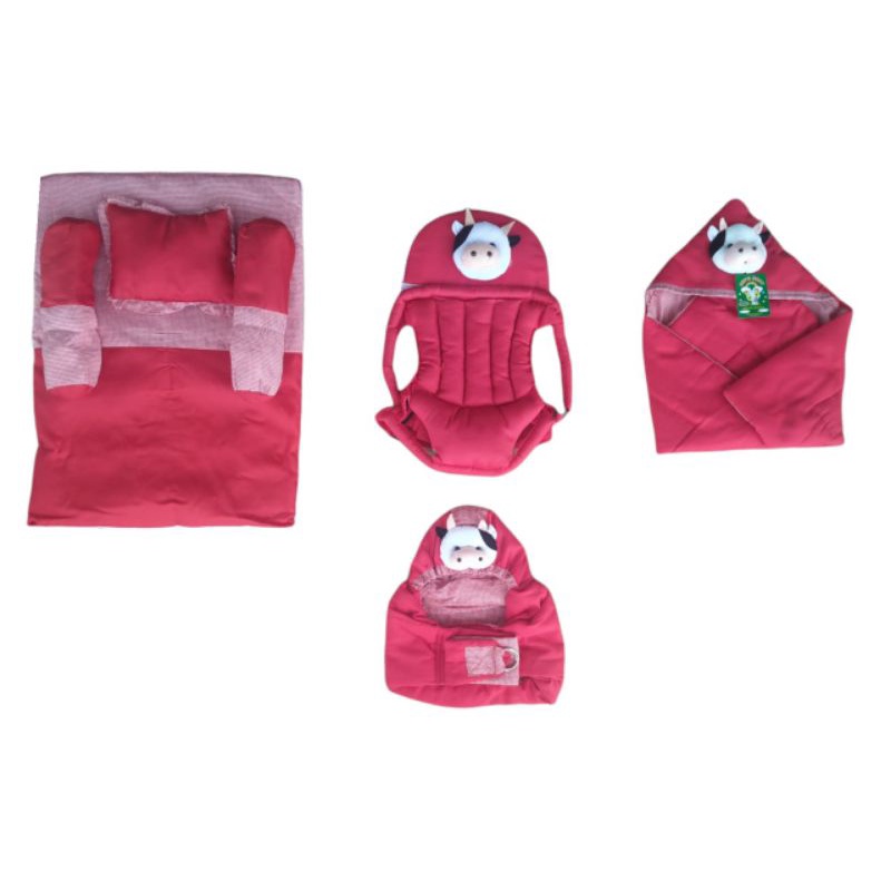 satu set perlengkapan bayi 5 in1-4 pcs merah