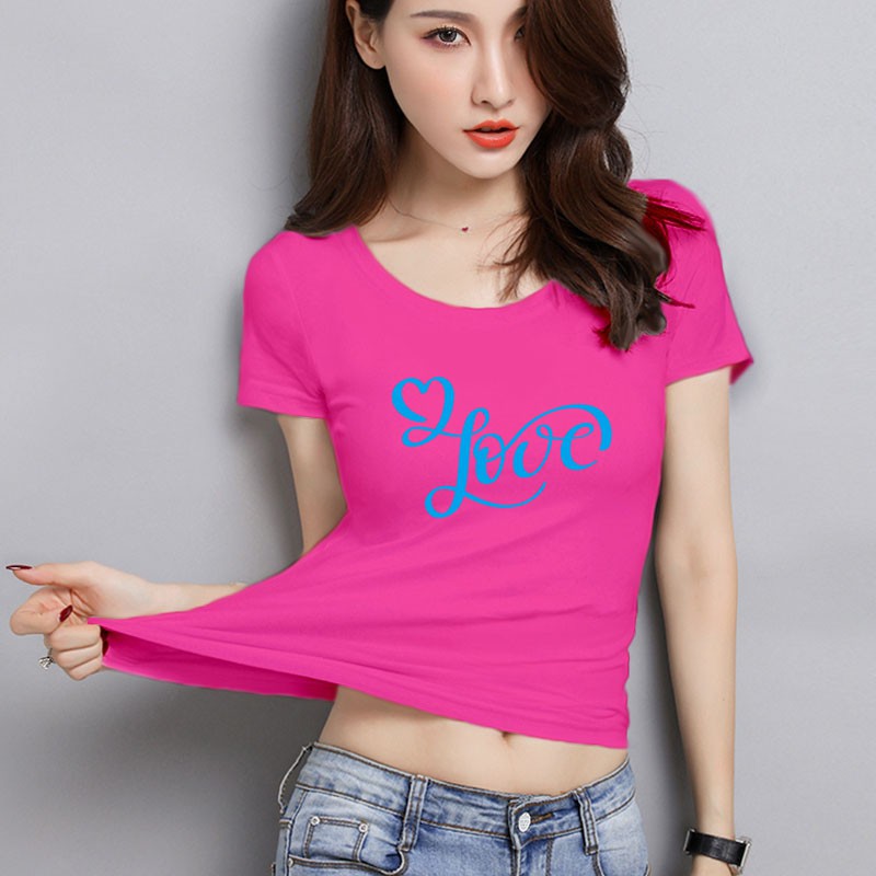 YOURSTYLE1119 - KAOS WANITA ONECK love blue sign/ KAOS TERLARIS / KAOS ONECK