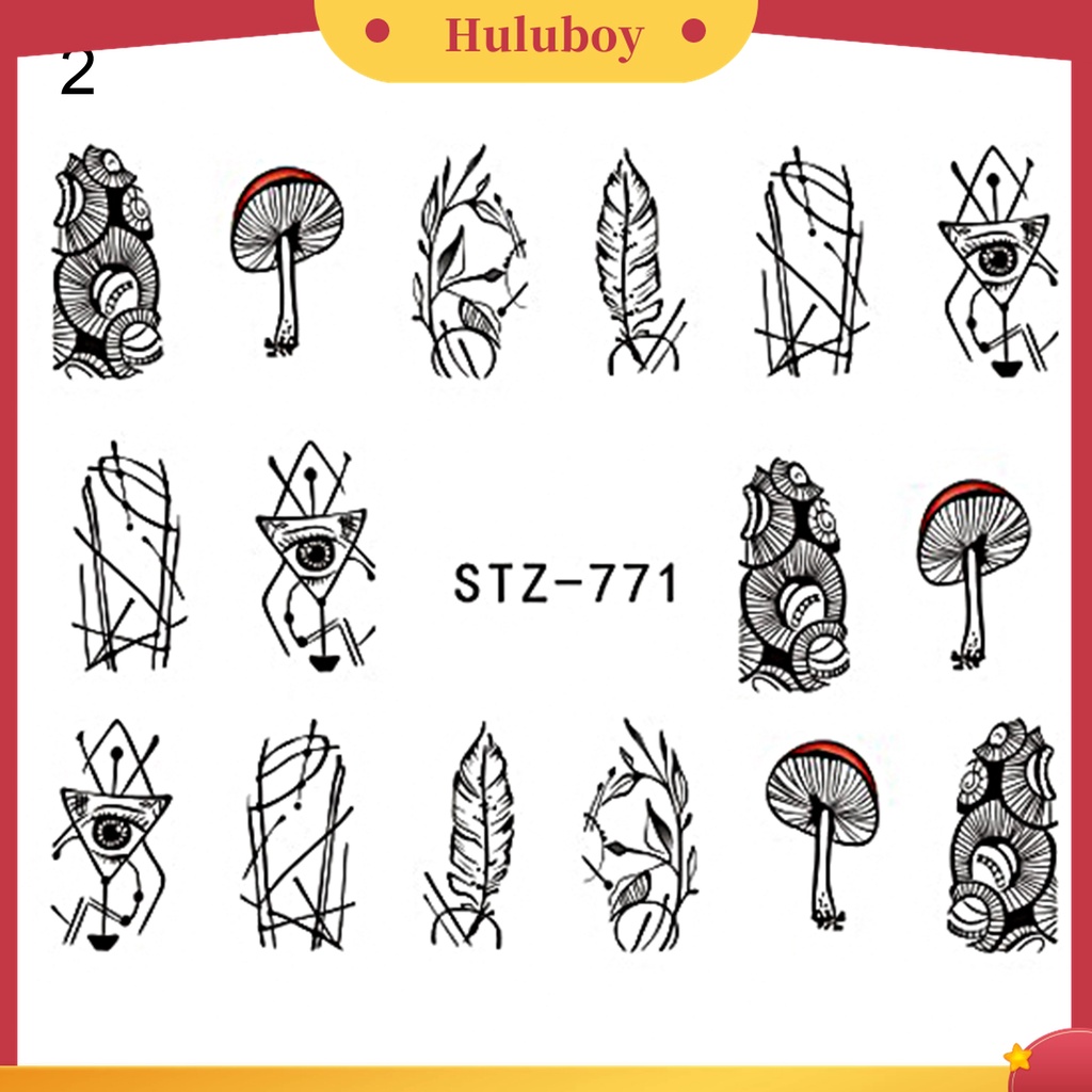 Huluboy Huluboy♡ Stiker Kuku Motif Garis Hitam Tahan Lama Untuk Wanita