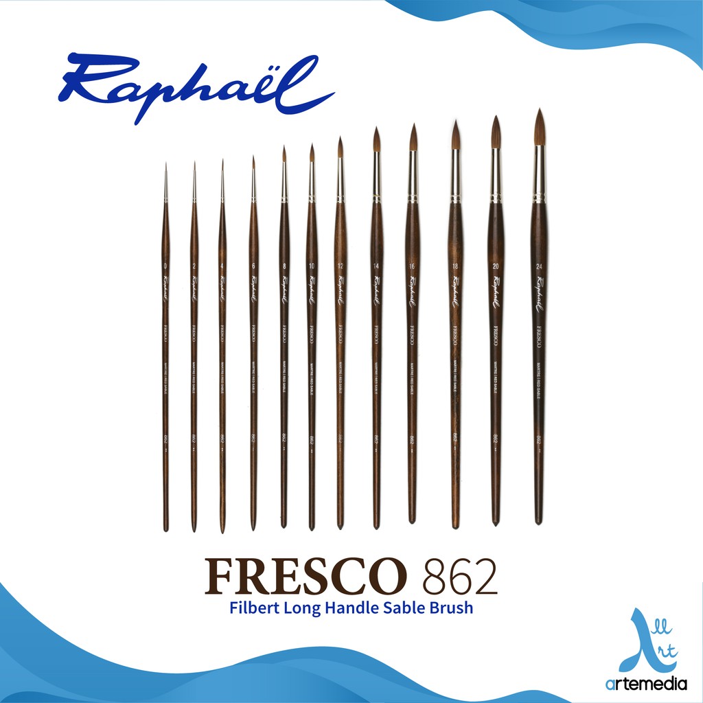 

Raphael 862 Round Fresco Red Sable Brush Long Handle - 01/02