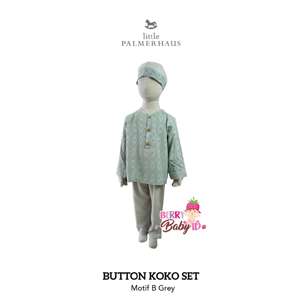 Little Palmerhaus Button Koko Set Baju Koko Celana Setelan Anak Muslim Berry Mart