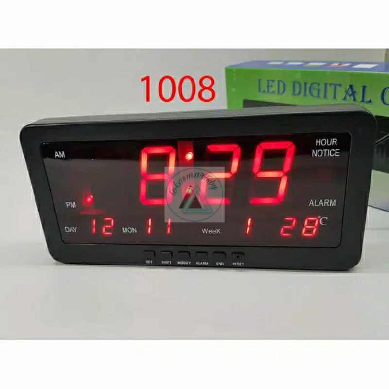 Jam Digital Meja  Dan Dinding 1008 / Digital Clock 1008 LED MERAH/Hijau/Biru