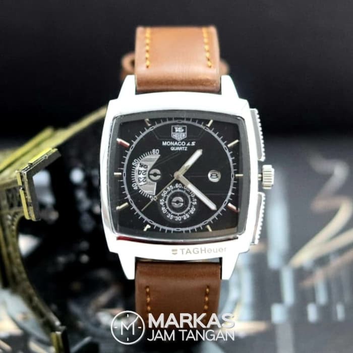 Jam Tangan Pria TAG Heuer Monaco Crono Variasi Leather Strap Watch | MRKS