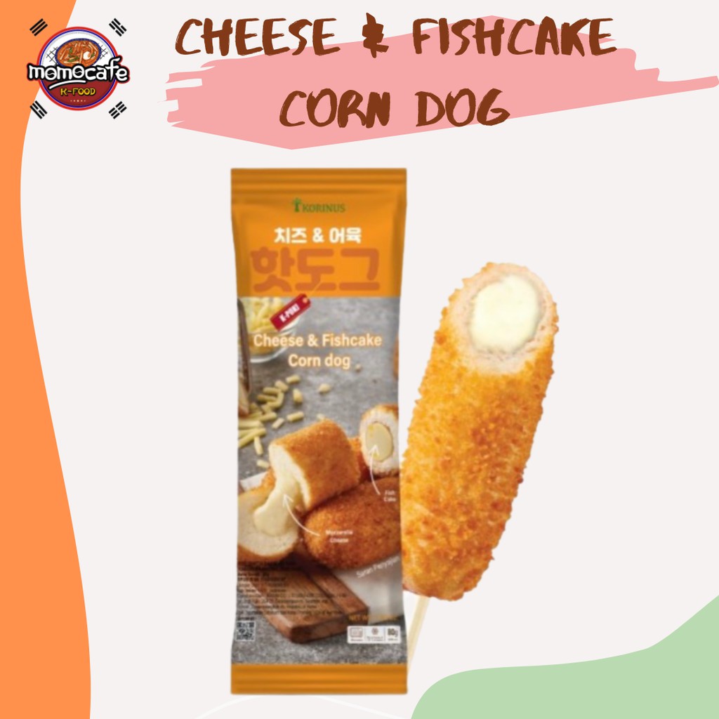 

Korinus Korean Cheese & Fishcake Corndog Frozen 80G - Corndog Rasa Omuk & Keju