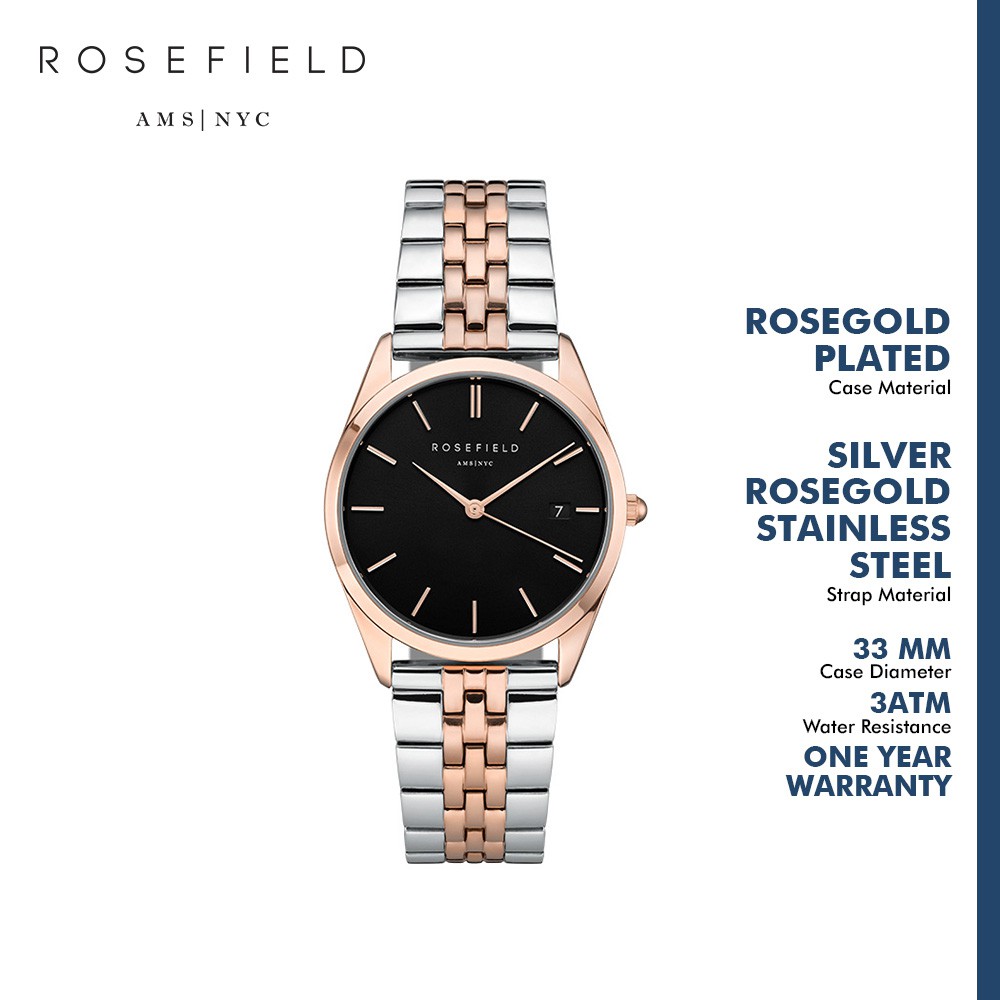 Rosefield Jam Tangan Wanita The Ace Black Silver Rosegold ACBSD-A07