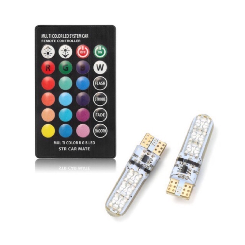 2 PCS LED T10 REMOTE RGB LAMPU KOTA SENJA MOTOR DAN MOBIL - LAMPU REMOTE