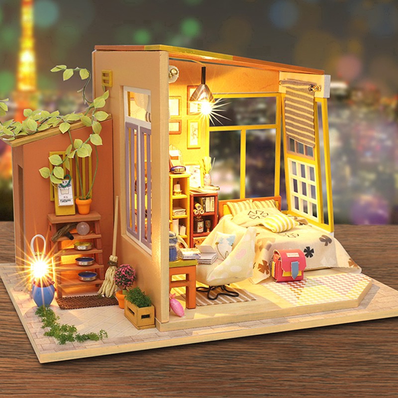 Cutebee Diy Dollhouse Miniatur Rumah Rumahan  Furnitur 