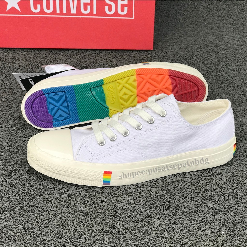 Sepatu Converse Low Rainbow Full White