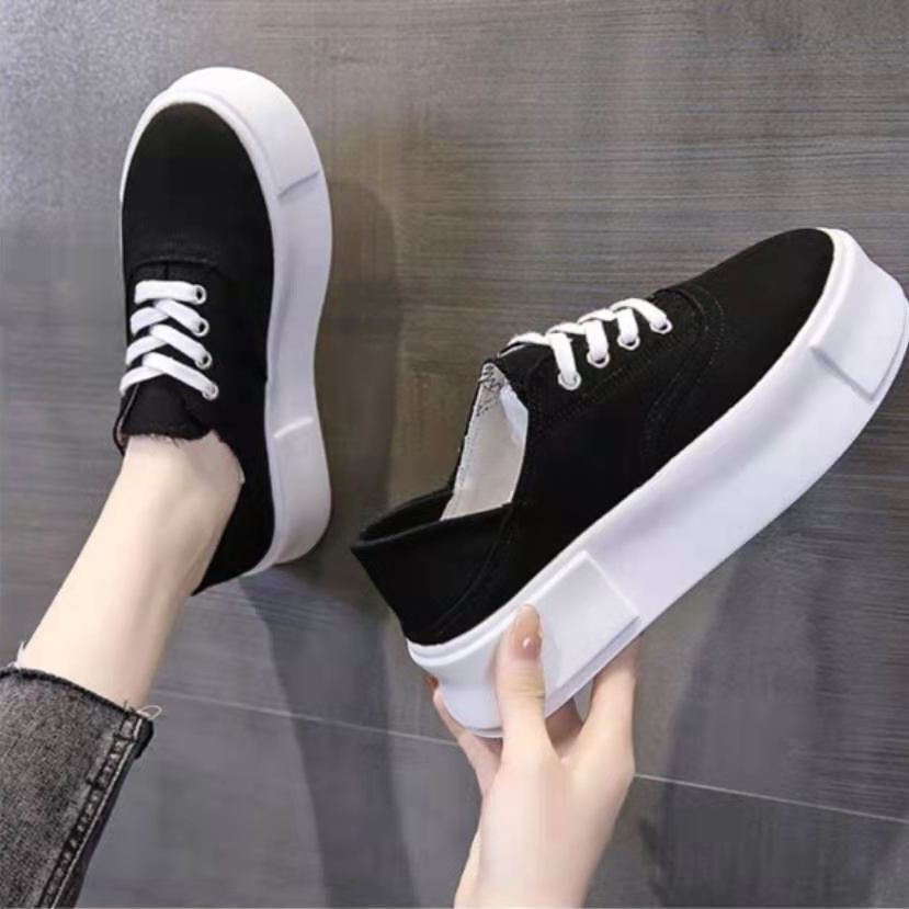 Wanita Sepatu Sekolah Kanvas Tinggi Versi Korea Sepatu Cewek Nyaman Shoes Girl Ukuran 35-39