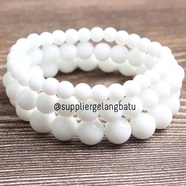 supplier GELANG BATU Onyx putih chakra yoga kesehatan siap kirim ready