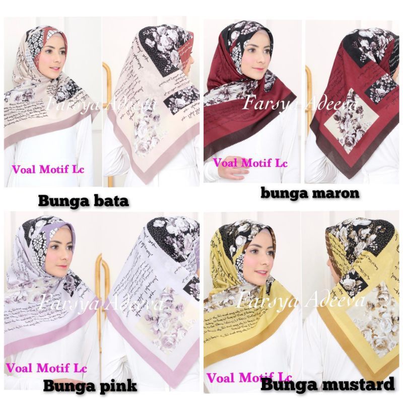 Hijab Voal Motif Lc Jilbab Segi Empat Motif Arab/Koran Hijab Voal Segi Empat Terbaru