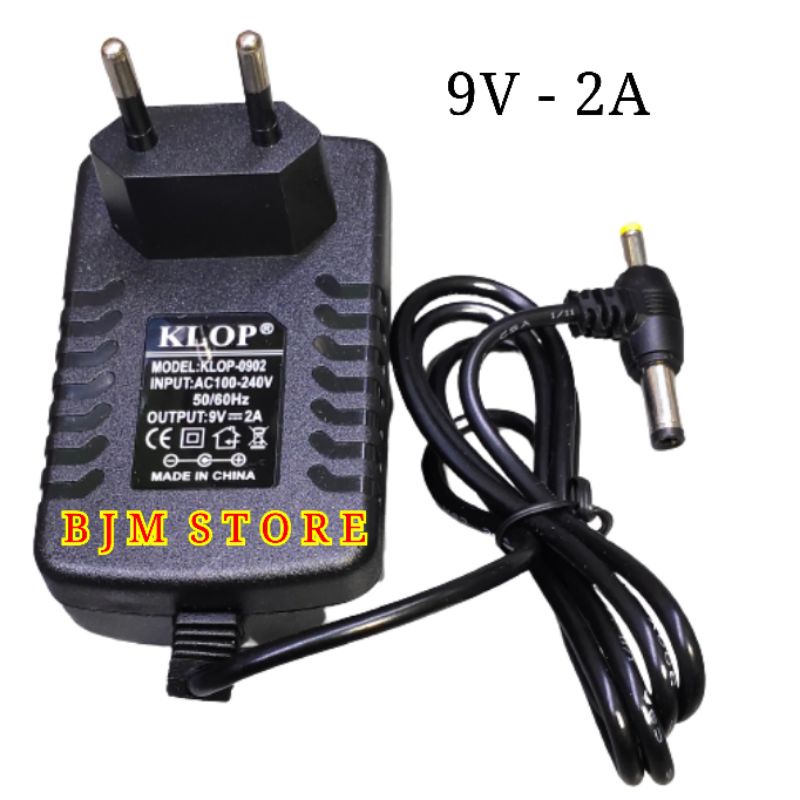 Adaptor 9V- 2A / power adapter 9 Volt 2 Ampere double Jack DC