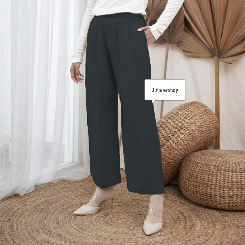 Celana Panjang Kulot Wanita Bahan Mosscrepe Tersedia Pilihan Warna-3
