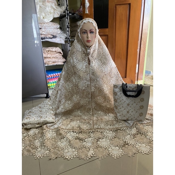 mukena prada delima twoton sutra milo swarovsky full kd