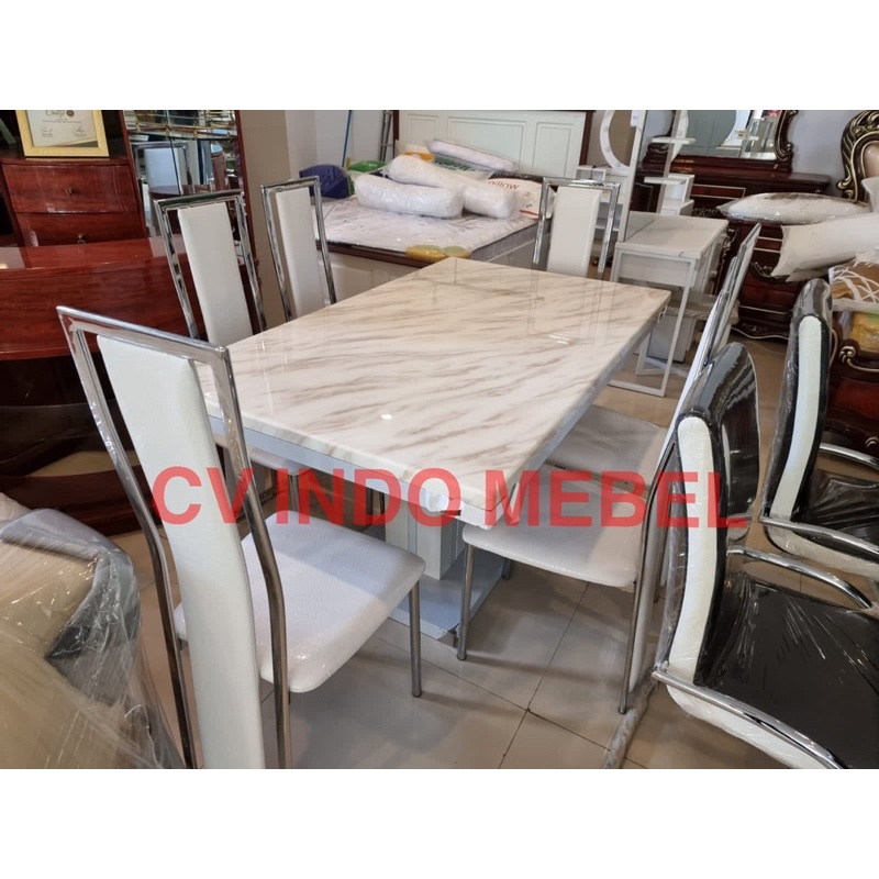 meja makan marmer import meja makan minimalis 6 kursi kulit oscar hitam putih meja makan impor mewah