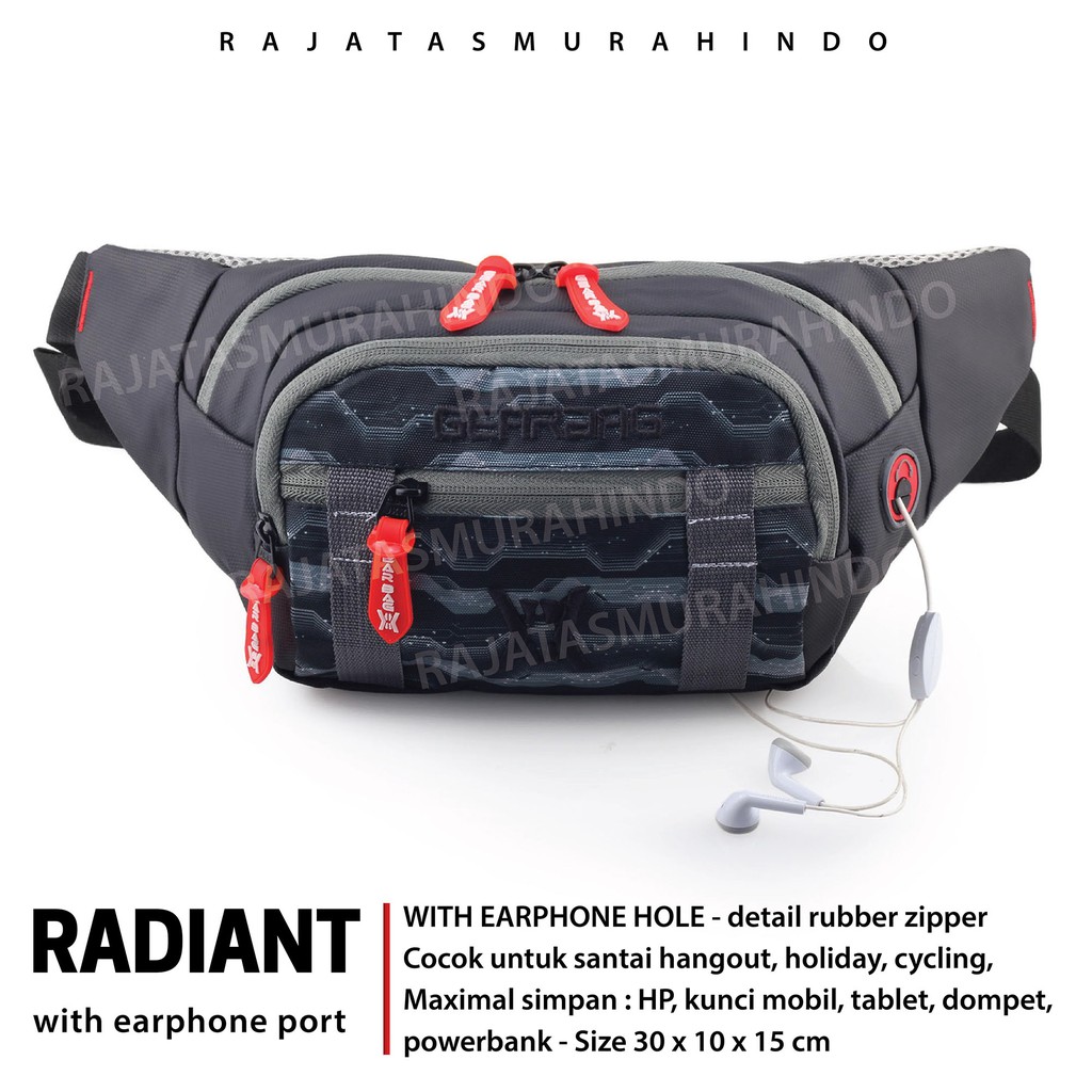 Gear Bag Radiant Port -13104 - Waistbag WITH EARPHONE HOLE BB - Tas Selempang Pria / Waist bag