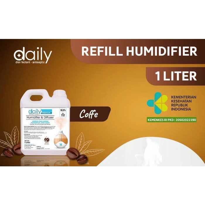 Desinfektan Khusus Humidifier &amp; Diffuser DAILY 1 Liter Aroma Coffe - Kopi REFILL 1L