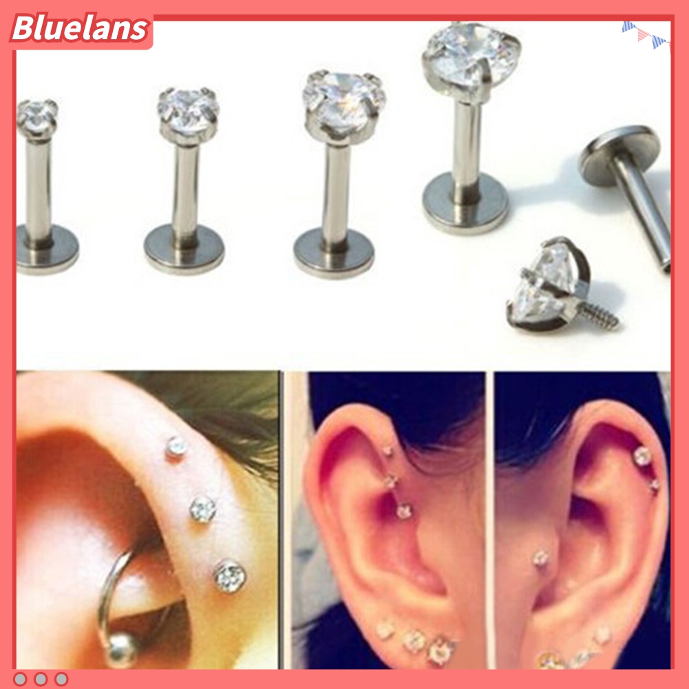 1 Pc Anting Tindik Bibir Telinga Bahan Cubic Zirconia Untuk Unisex