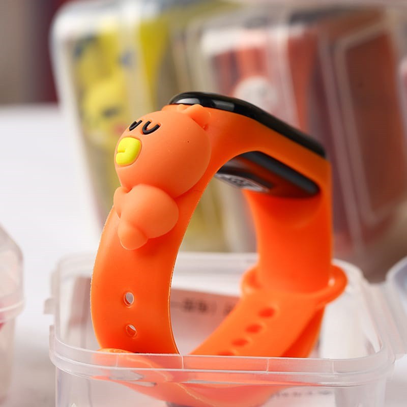 Jam Tangan Anak Elektronik Led Anti Air IP67 Water proof Motif Kartun Mickey Pikachu Bahan Silikon Untuk Anak / Jam Tangan Karakter 009-ORANGE BROWN